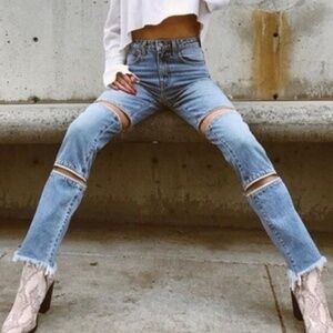CARMAR Juliet Double Zip Around High Rise Raw Hem Jeans Size 23